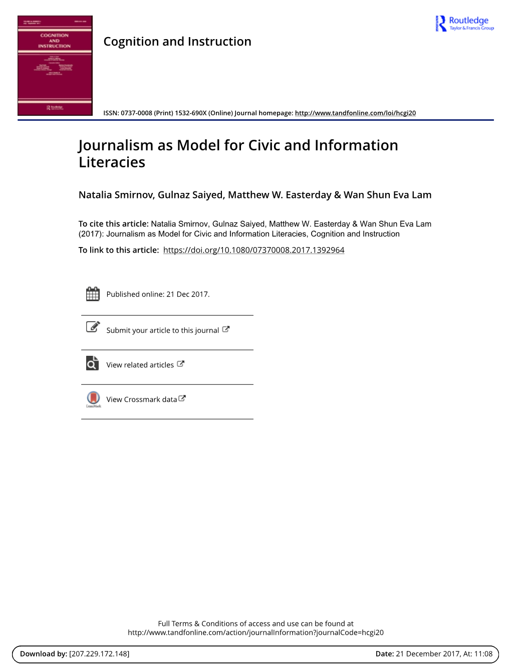 Journalism As Model for Civic and Information Literacies