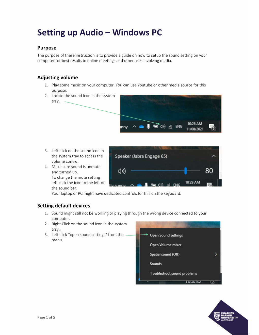 Setting up Audio – Windows PC