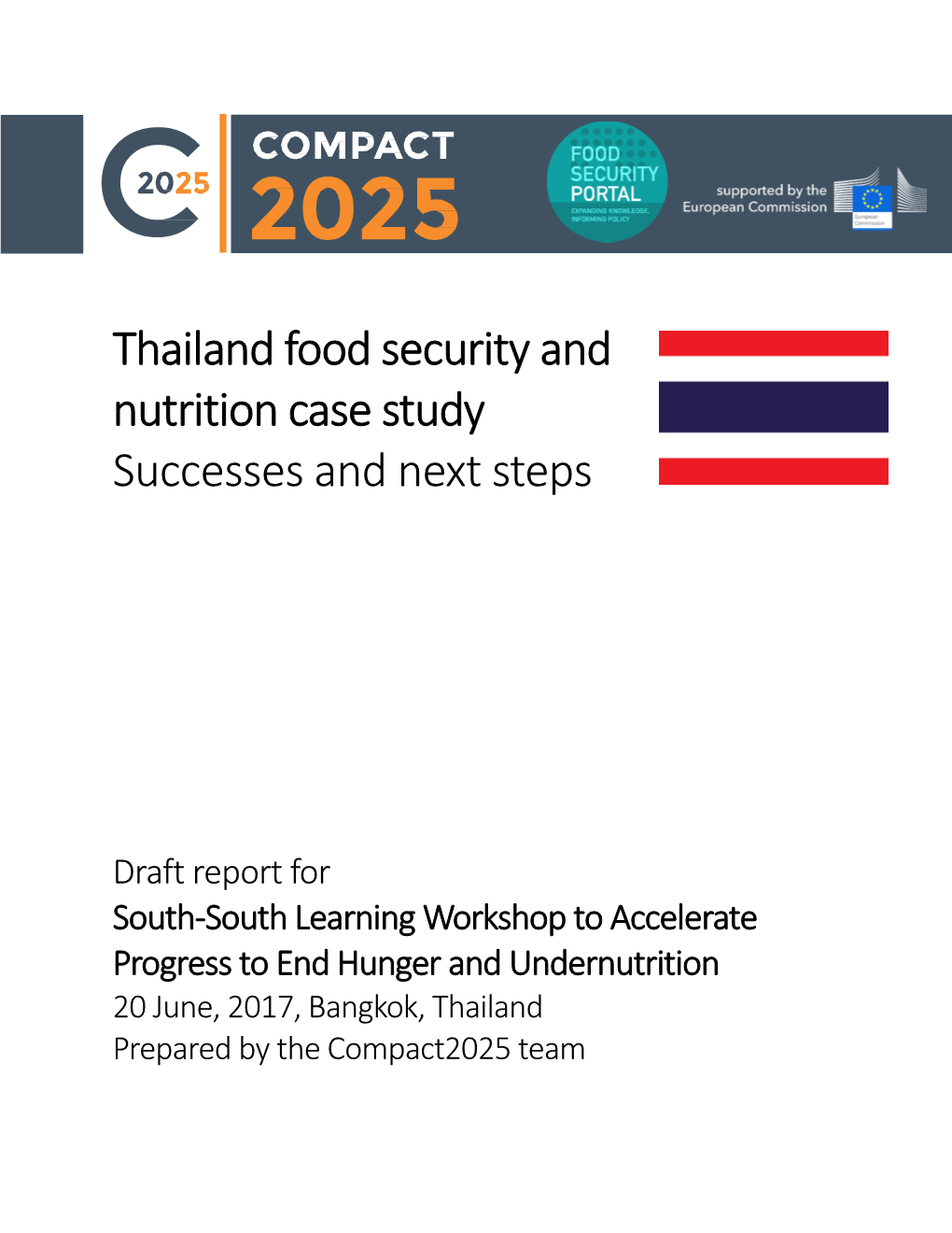 Thailand Food Security and Nutrition Case Study Successes and Next Steps