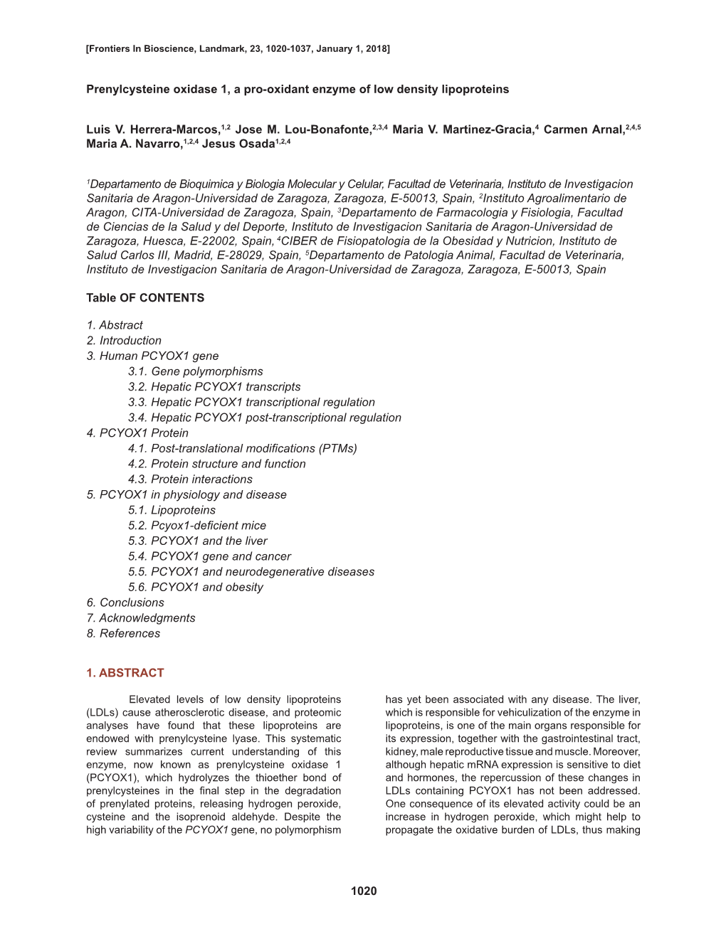 Prenylcysteine Oxidase 1, a Pro-Oxidant Enzyme of Low Density Lipoproteins