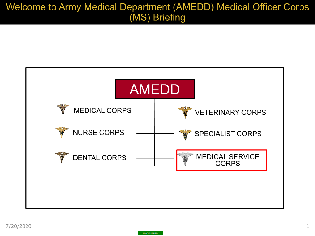 Welcome to Army Medical Department (AMEDD) Medical Officer Corps
