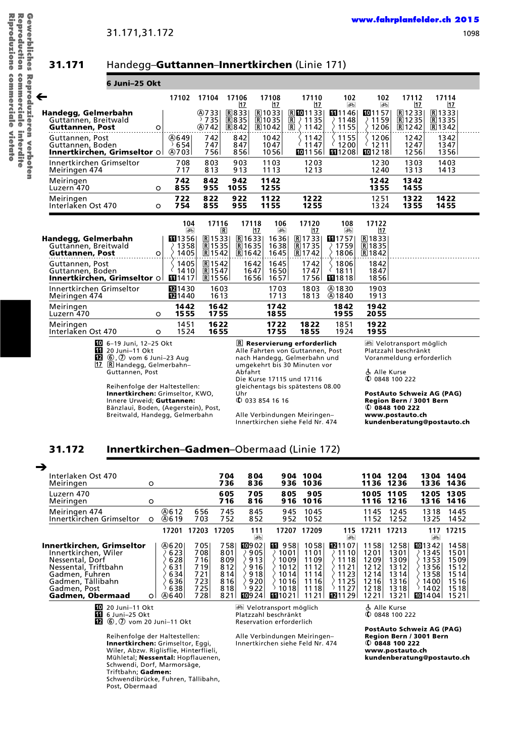 Fahrplan Gadmen 2015