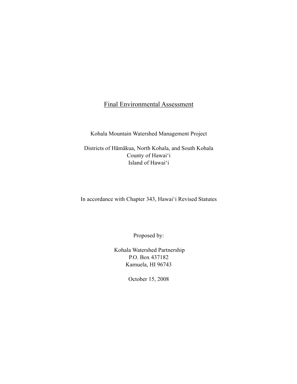 Environmental Assessment