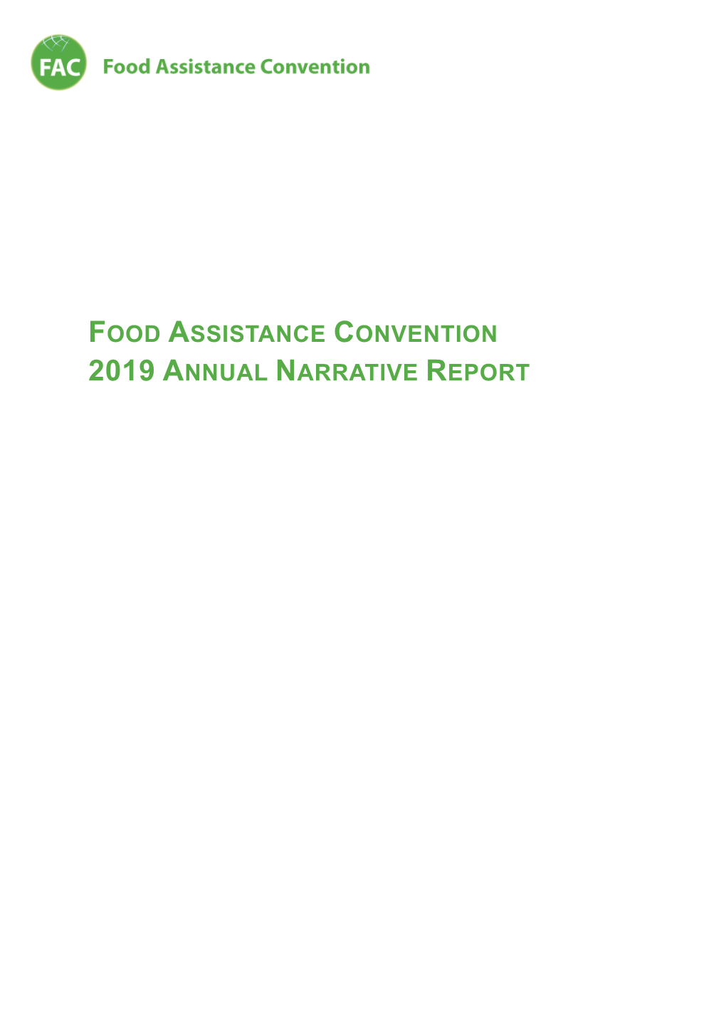 Food Assistance Convention 2019 Annual Narrative Report