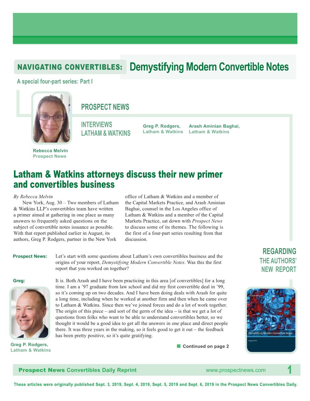 Demystifying Modern Convertible Notes a Special Four-Part Series: Part I