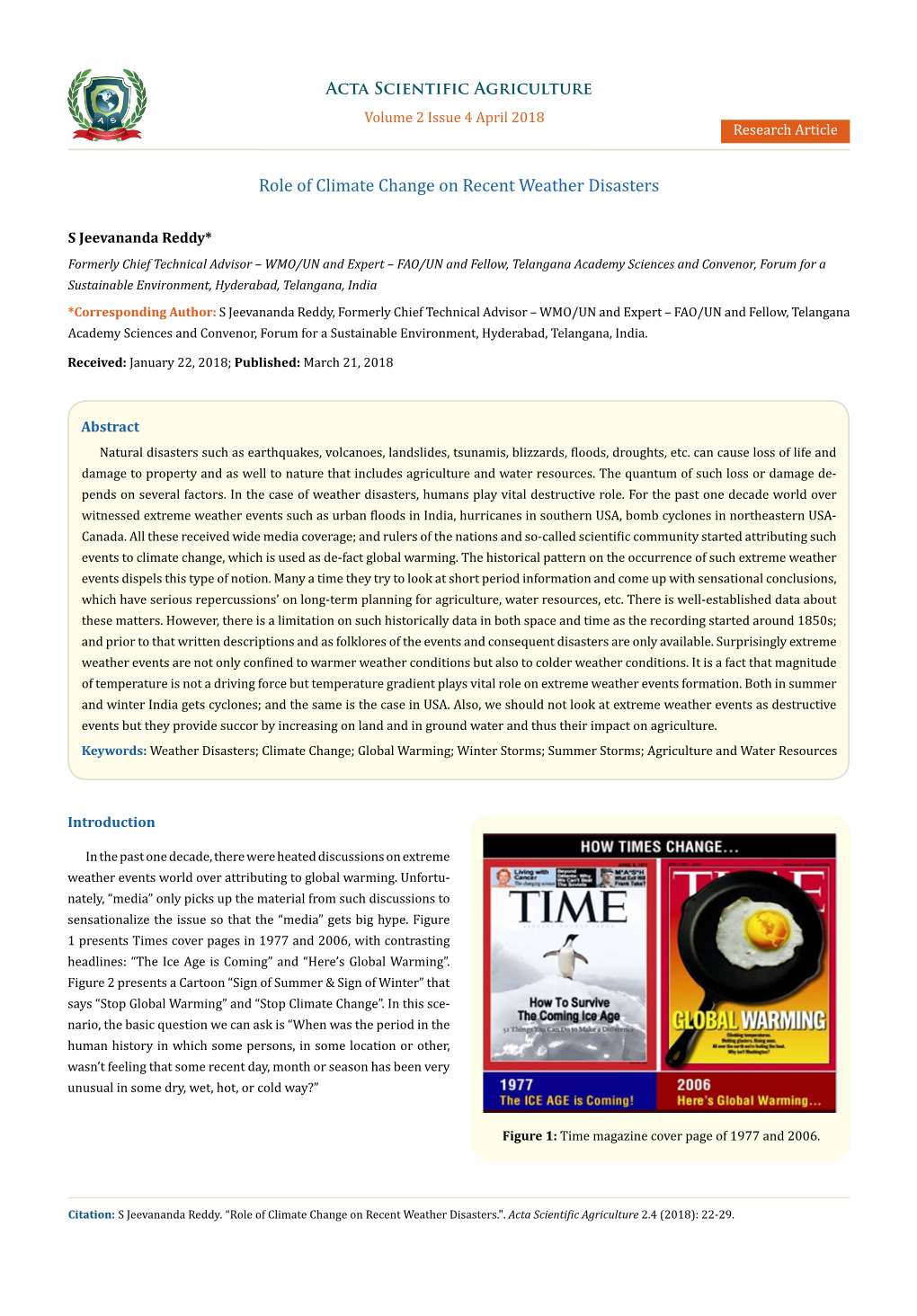 Role of Climate Change on Recent Weather Disasters