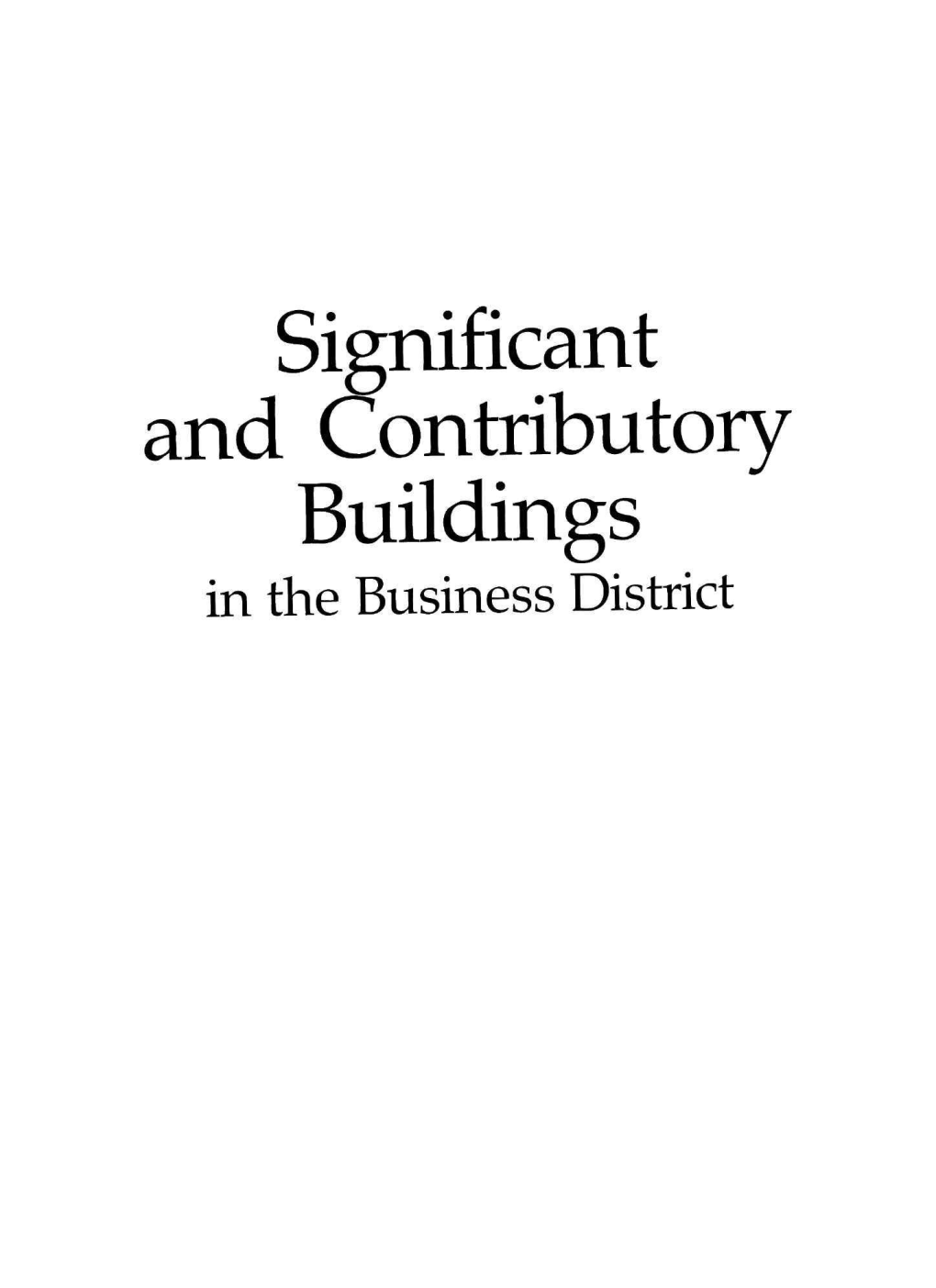 Significant and Contributory Buildings in the Business District