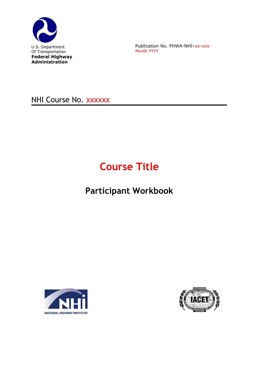 NHI XXXXXX Participant Workbook