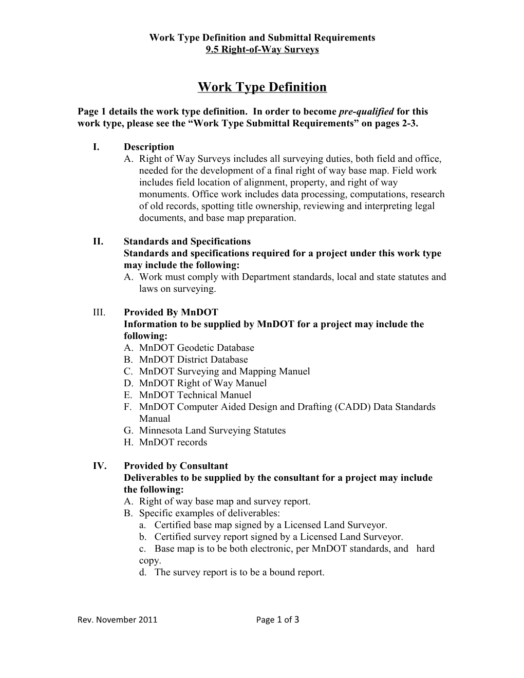 Work Type Definition And Submittal Requirements