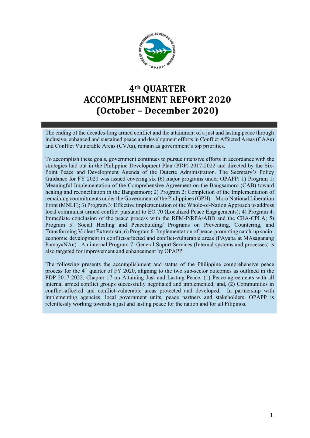 OPAPP 4Th Quarter Report Final 3.19.21