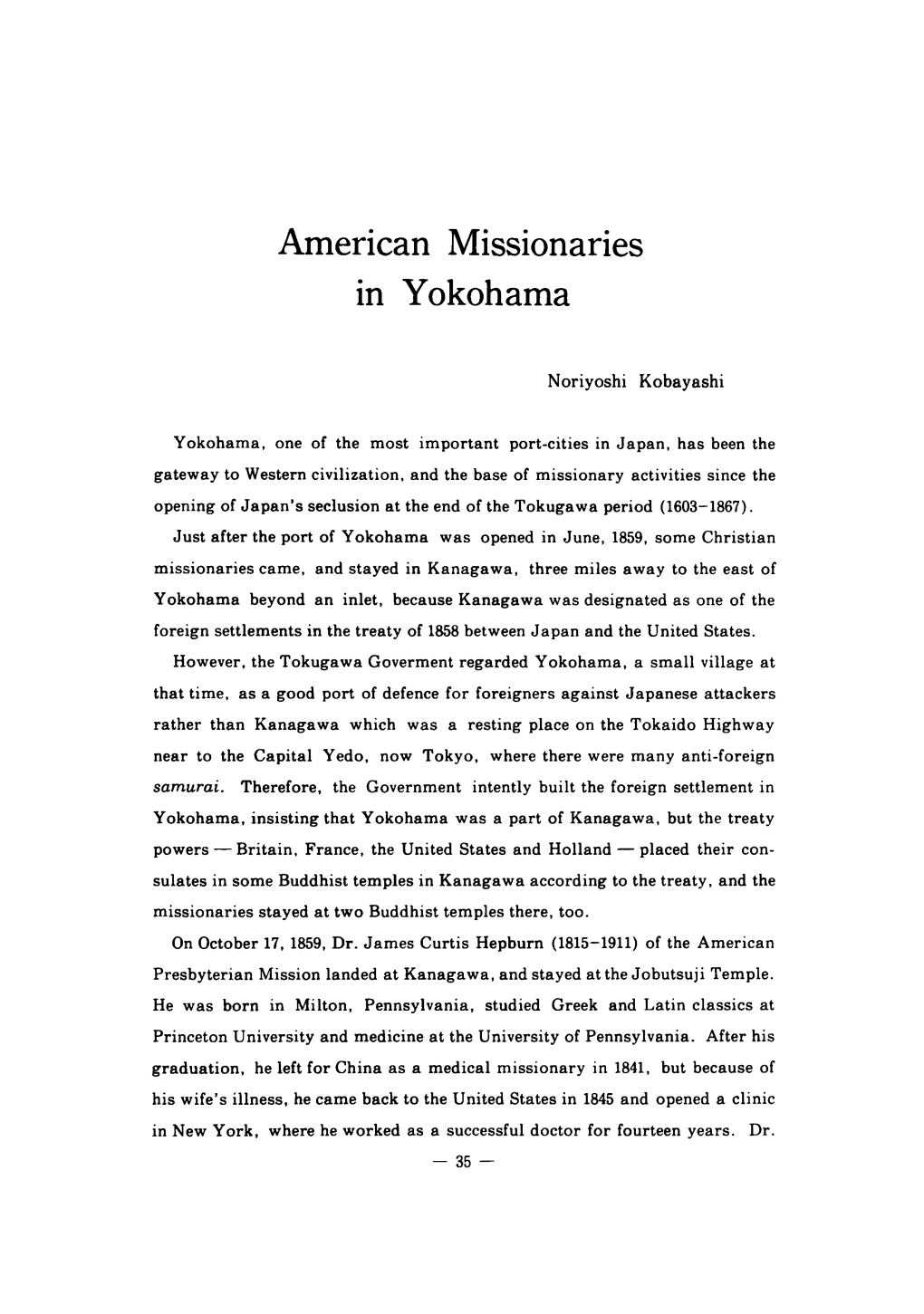 American Missionaries in Yokohama