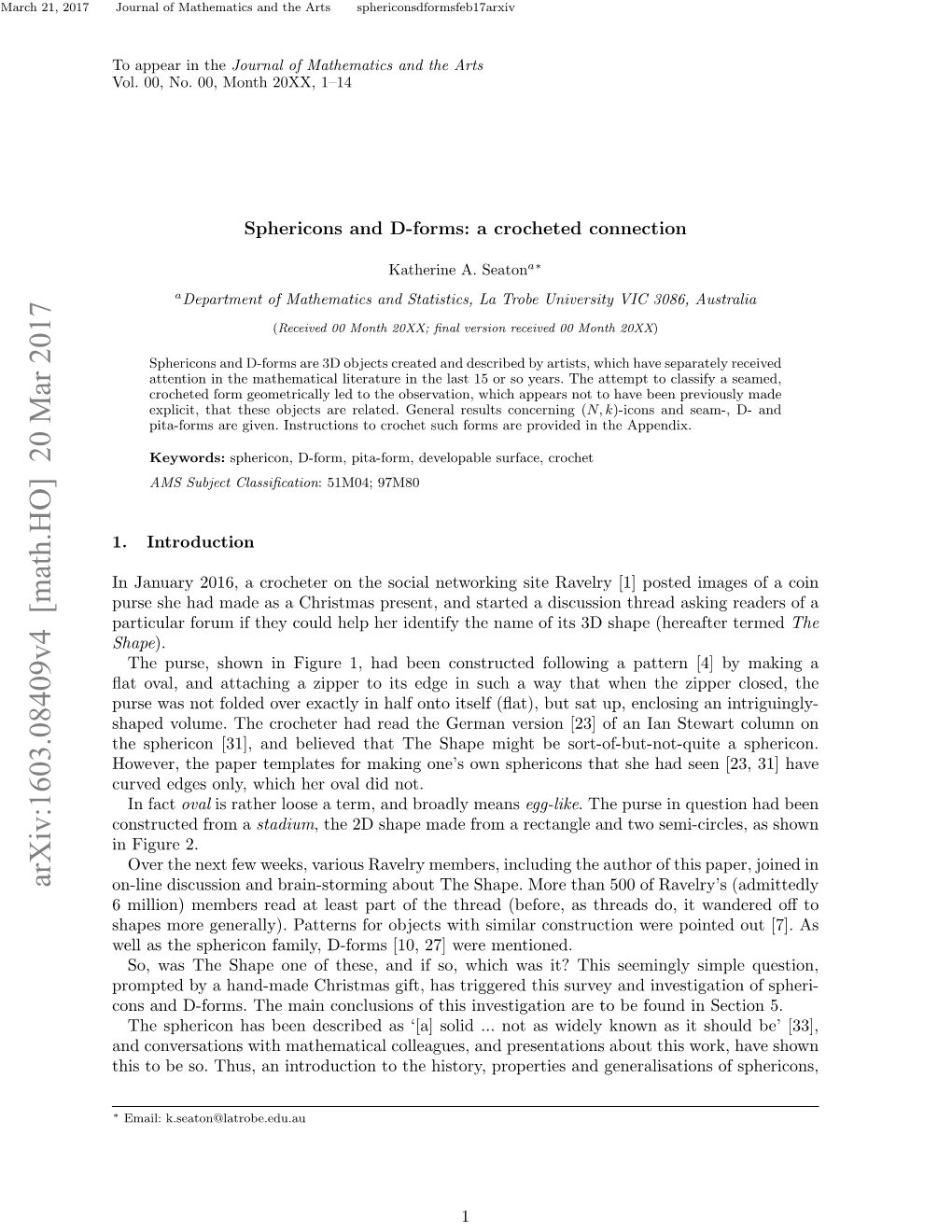 Sphericons and D-Forms: a Crocheted Connection