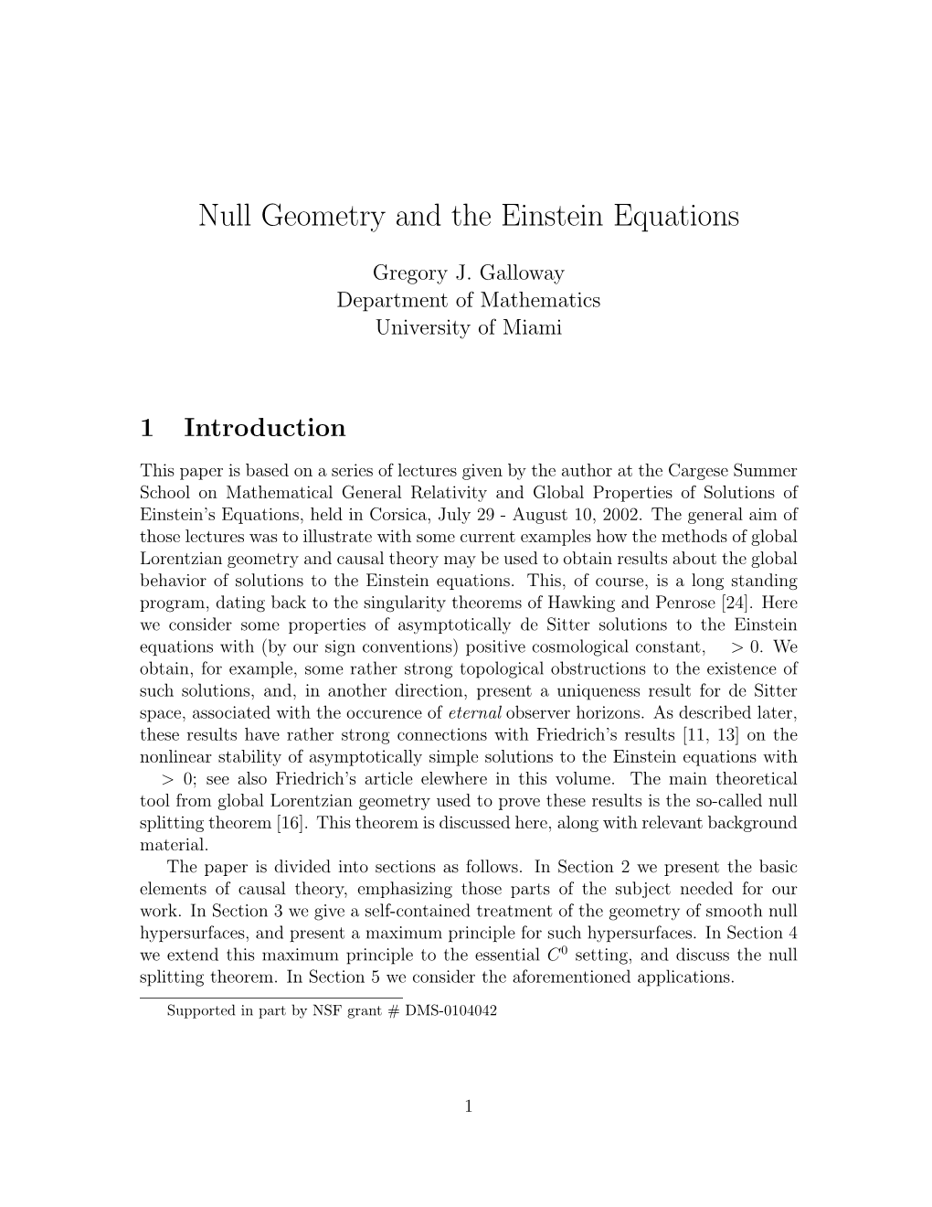 Null Geometry and the Einstein Equations