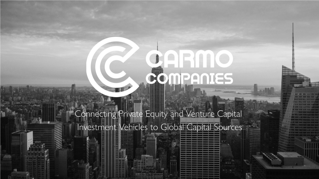 Connecting Private Equity and Venture Capital Investment Vehicles to Global Capital Sources the European Private Equity & Venture Capital Web Meeting