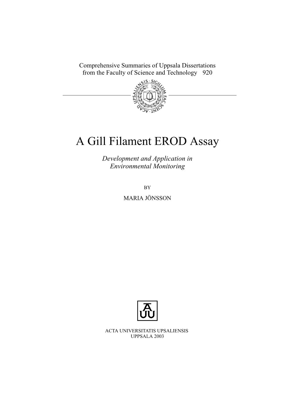 A Gill Filament EROD Assay