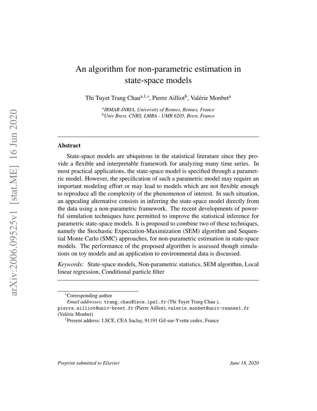 An Algorithm for Non-Parametric Estimation in State-Space Models