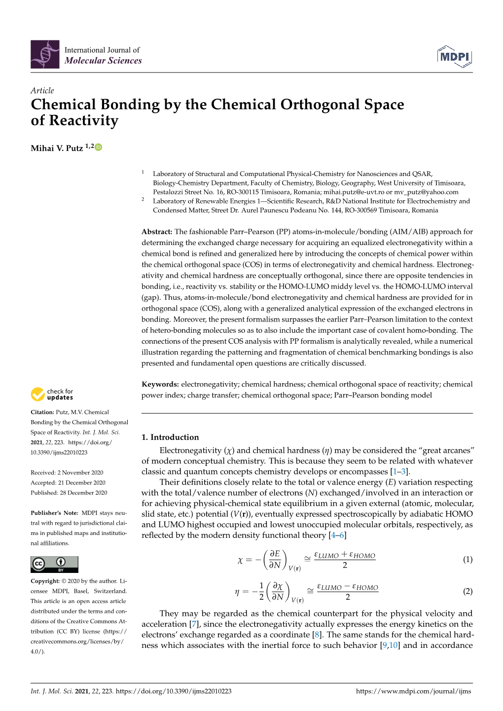 Chemical Bonding by the Chemical Orthogonal Space of Reactivity