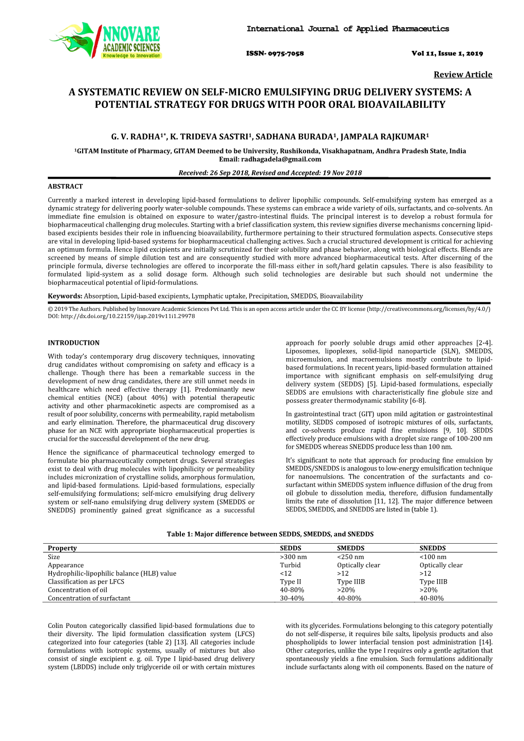 A Systematic Review on Self-Micro Emulsifying Drug Delivery Systems: a Potential Strategy for Drugs with Poor Oral Bioavailability