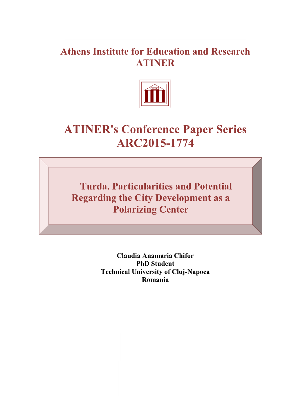ATINER's Conference Paper Series ARC2015-1774