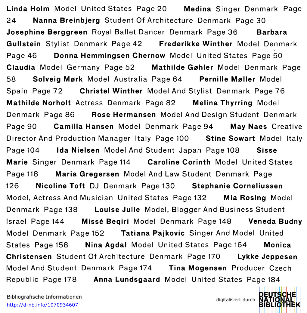 Linda Holm Model United States Page 20 Medina Singer Denmark Page