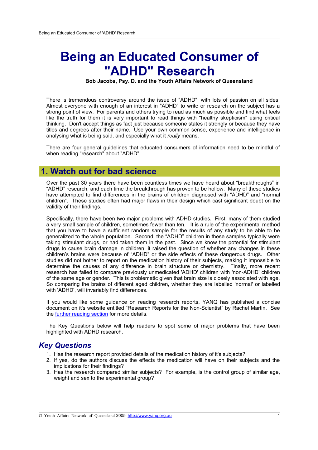 Bob Jacobs – Being an Educated Consumer of ADHD Research