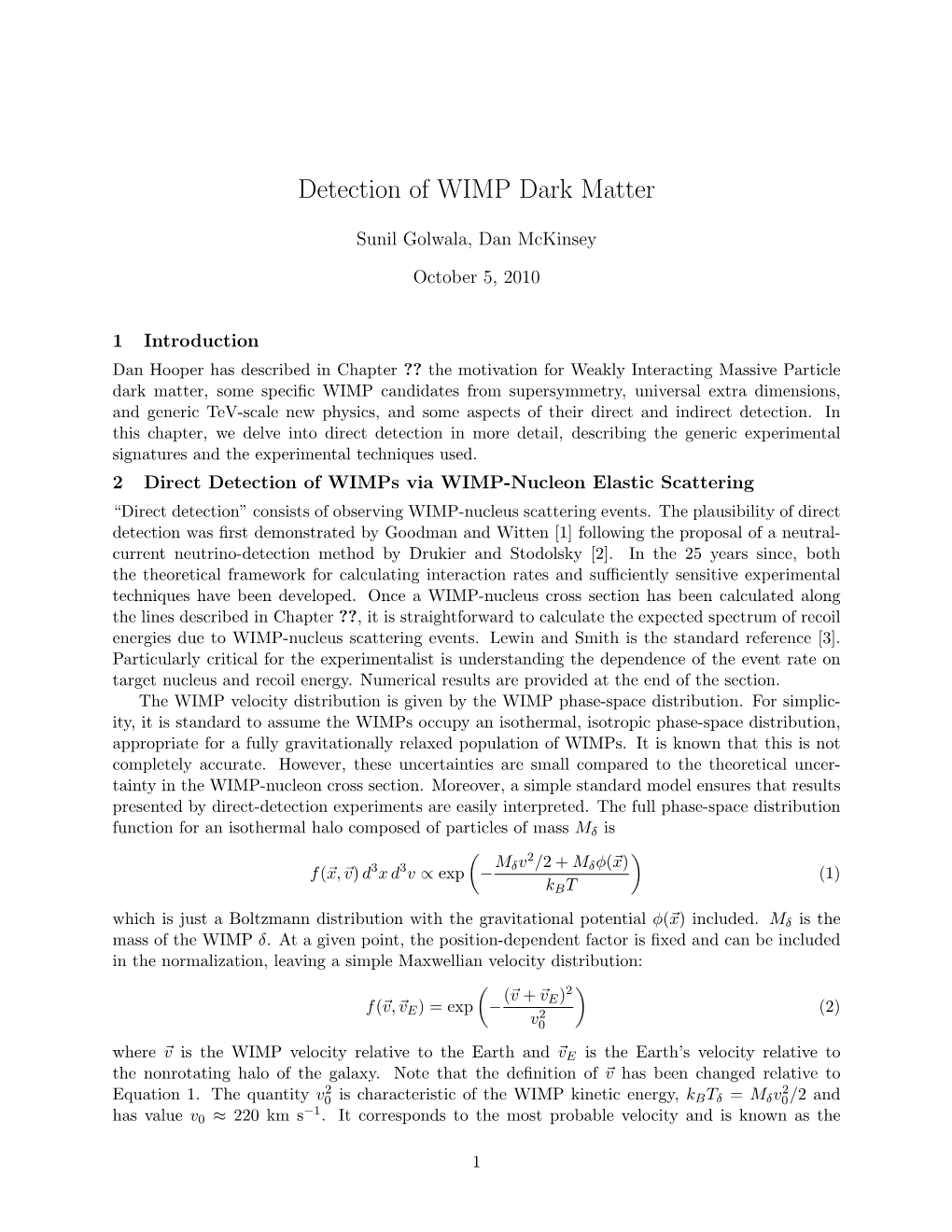 Detection of WIMP Dark Matter