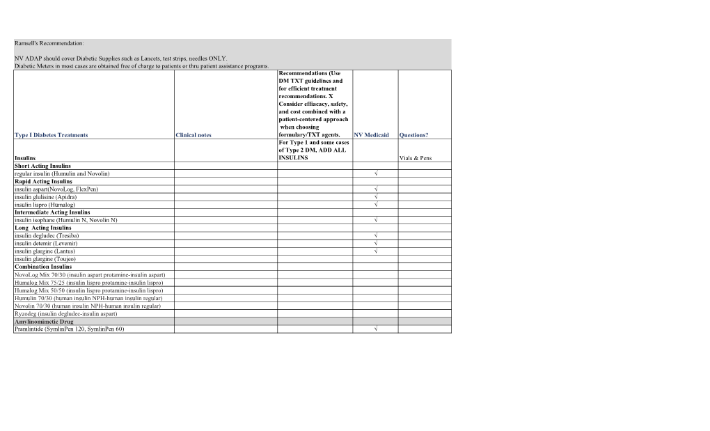 Type I Diabetes Treatments Clinical Notes Recommendations