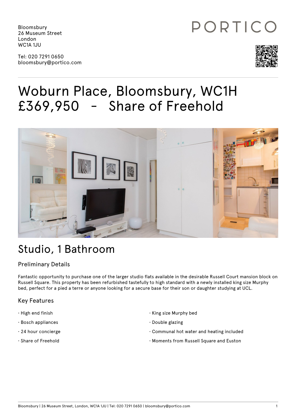 Woburn Place, Bloomsbury, WC1H £369950
