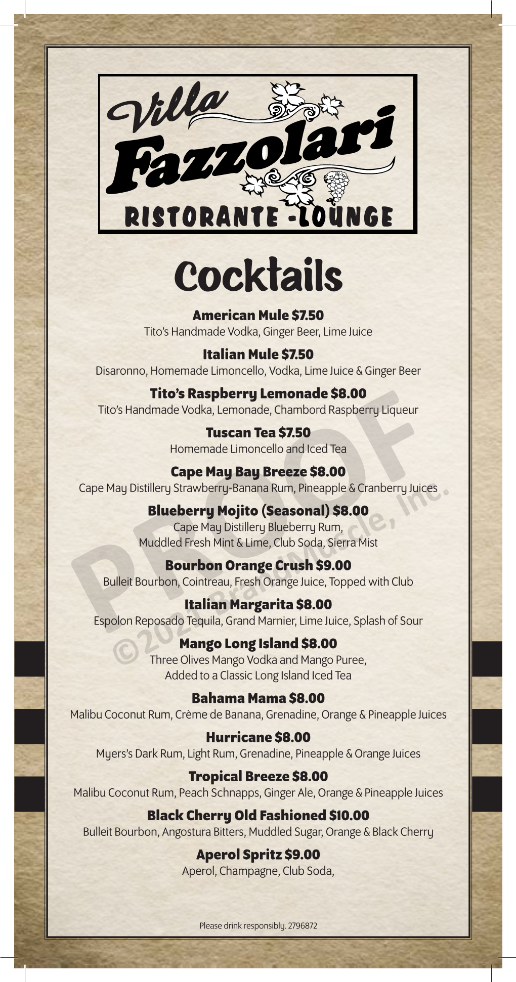 Cocktail List