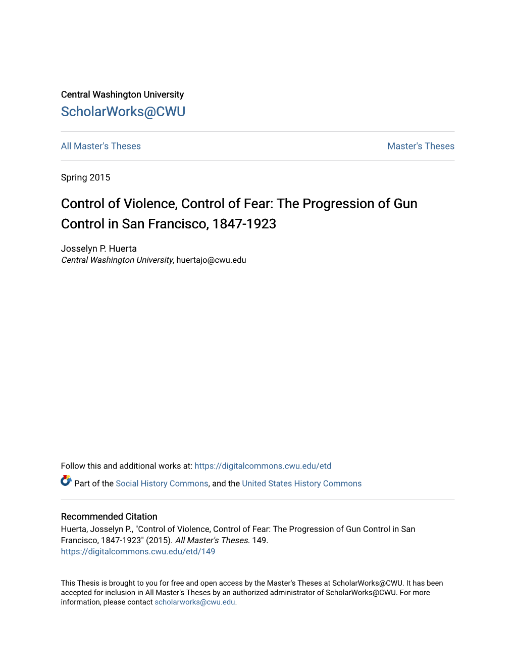 The Progression of Gun Control in San Francisco, 1847-1923