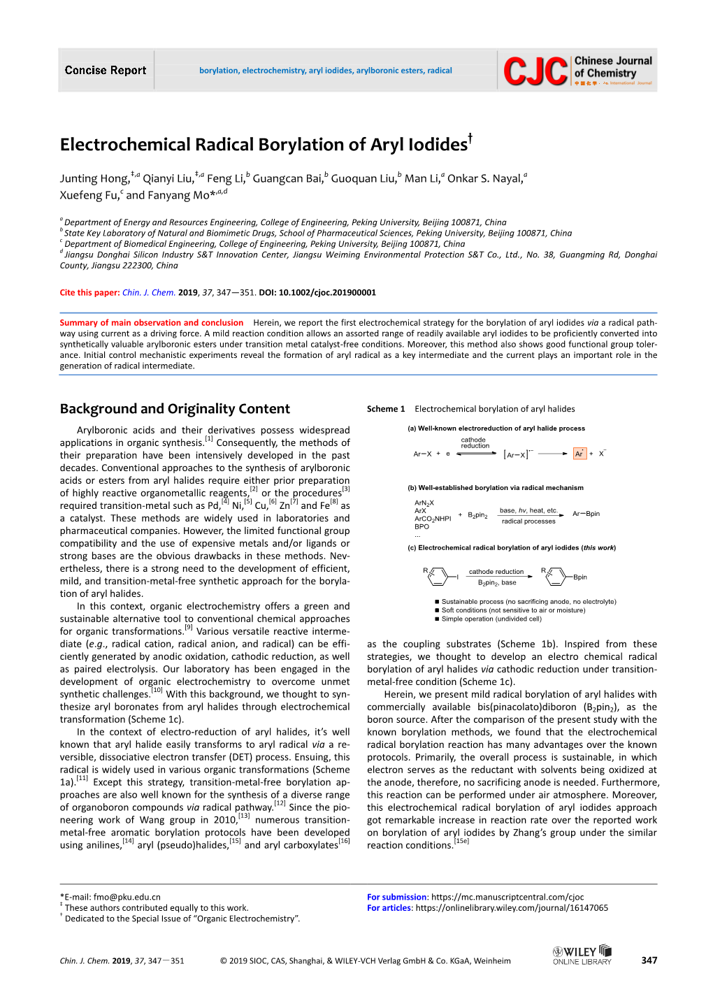 Electrochemical Radical Borylation of Aryl Iodides.Pdf