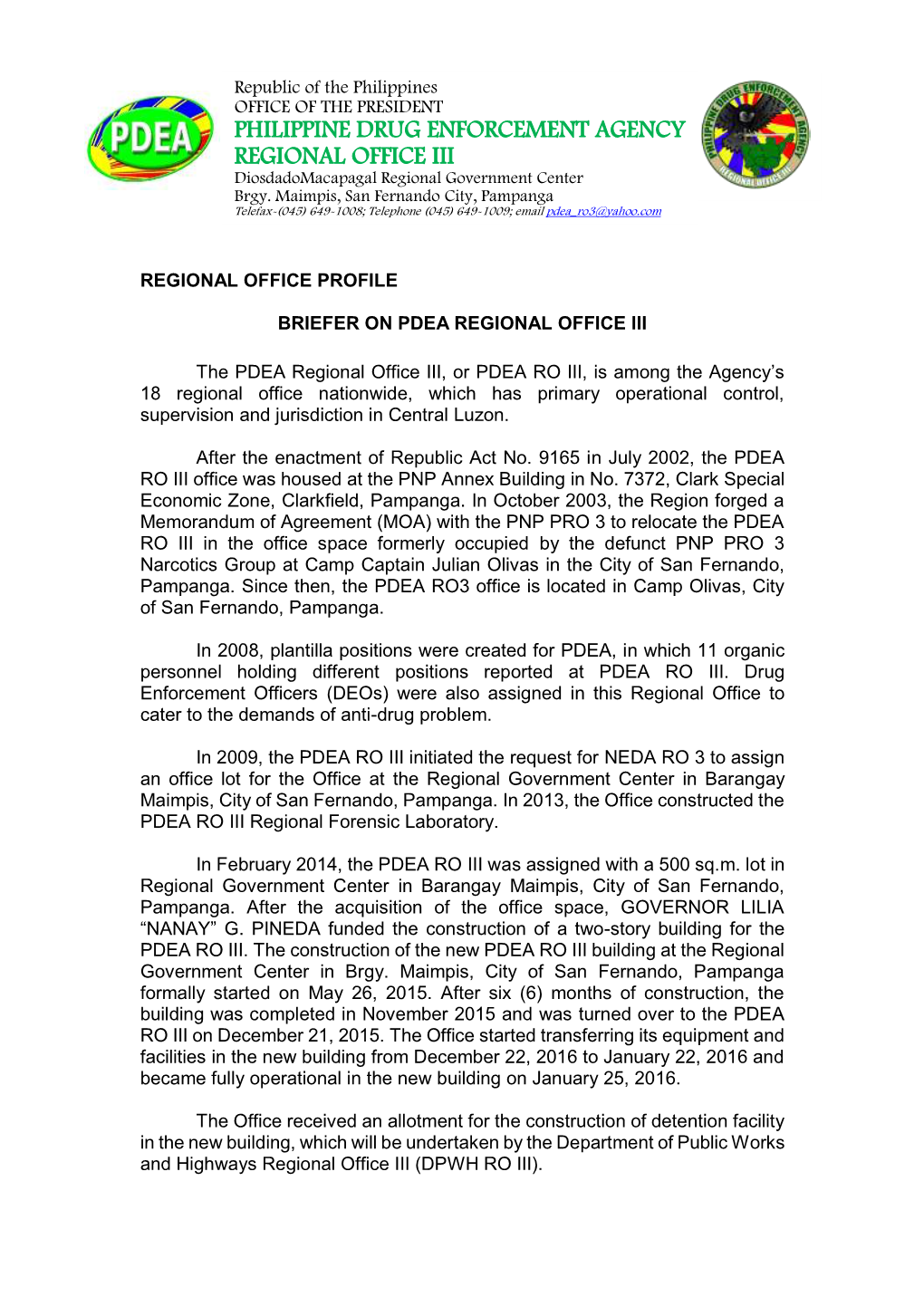 Philippine Drug Enforcement Agency Regional Office Iii