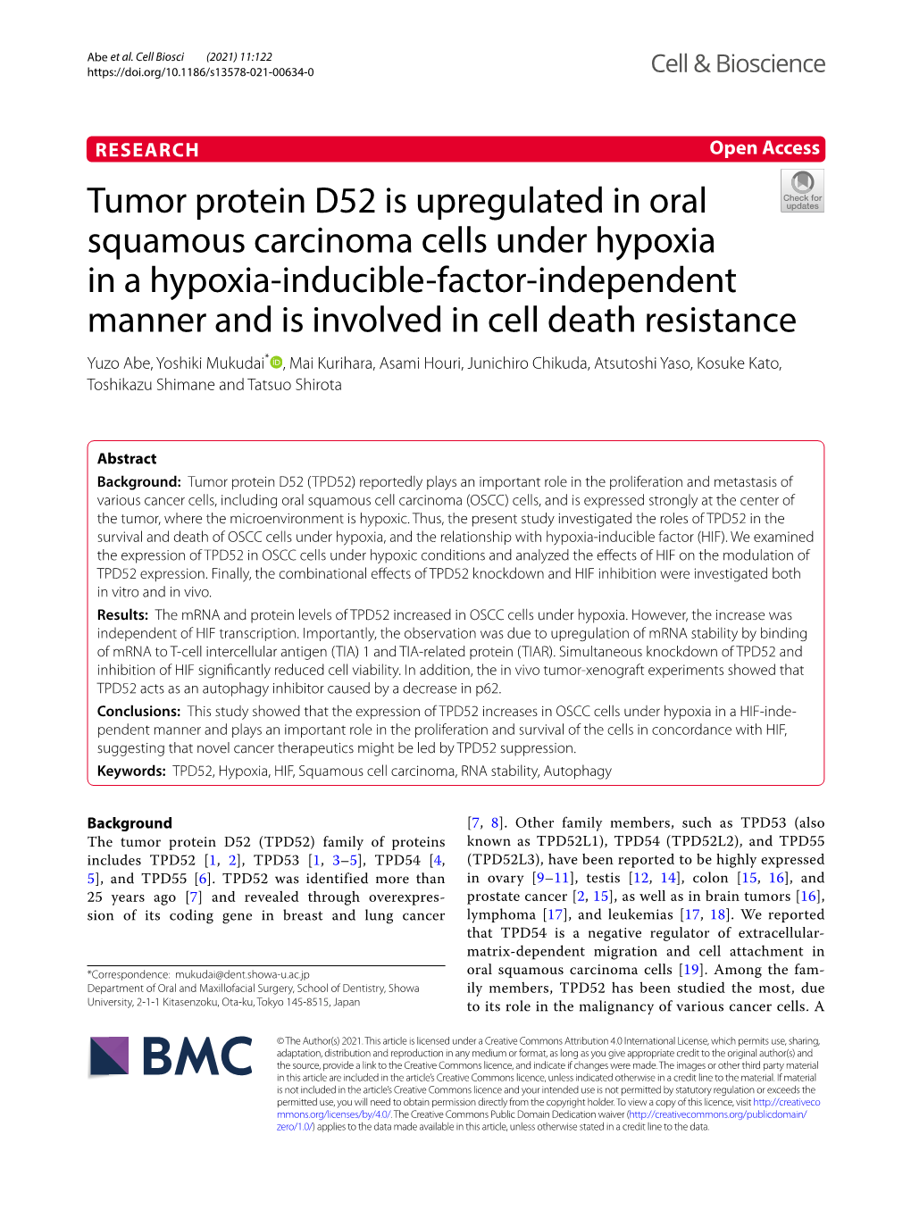 Tumor Protein D52 Is Upregulated in Oral Squamous Carcinoma Cells