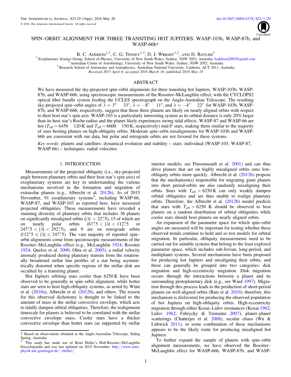 Spin-Orbit Alignment for Three Transiting Hot