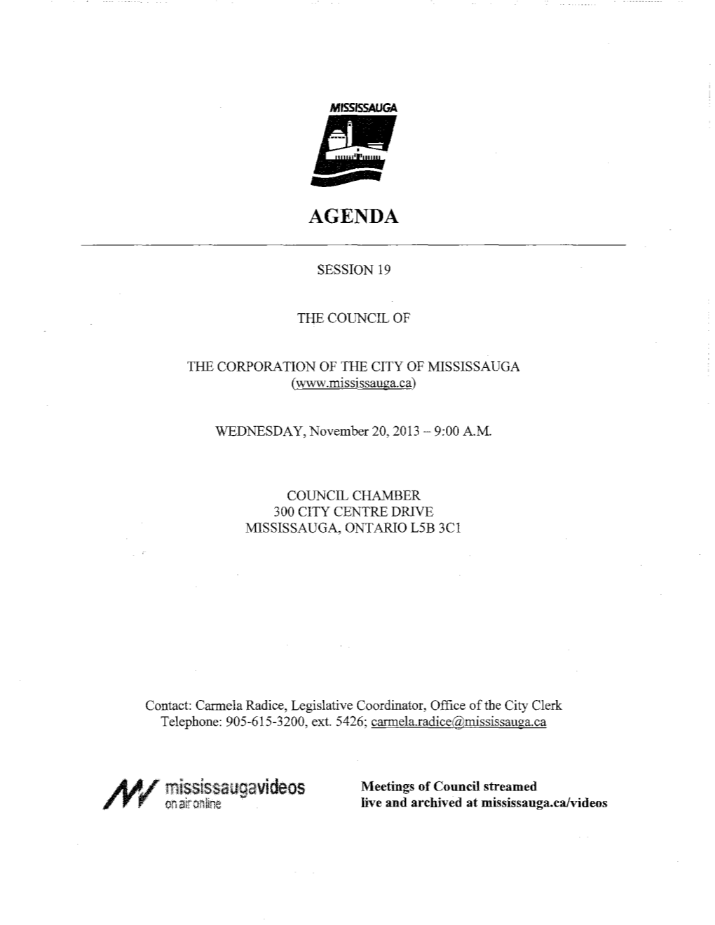 Council Agenda - 2 - November 20, 2013