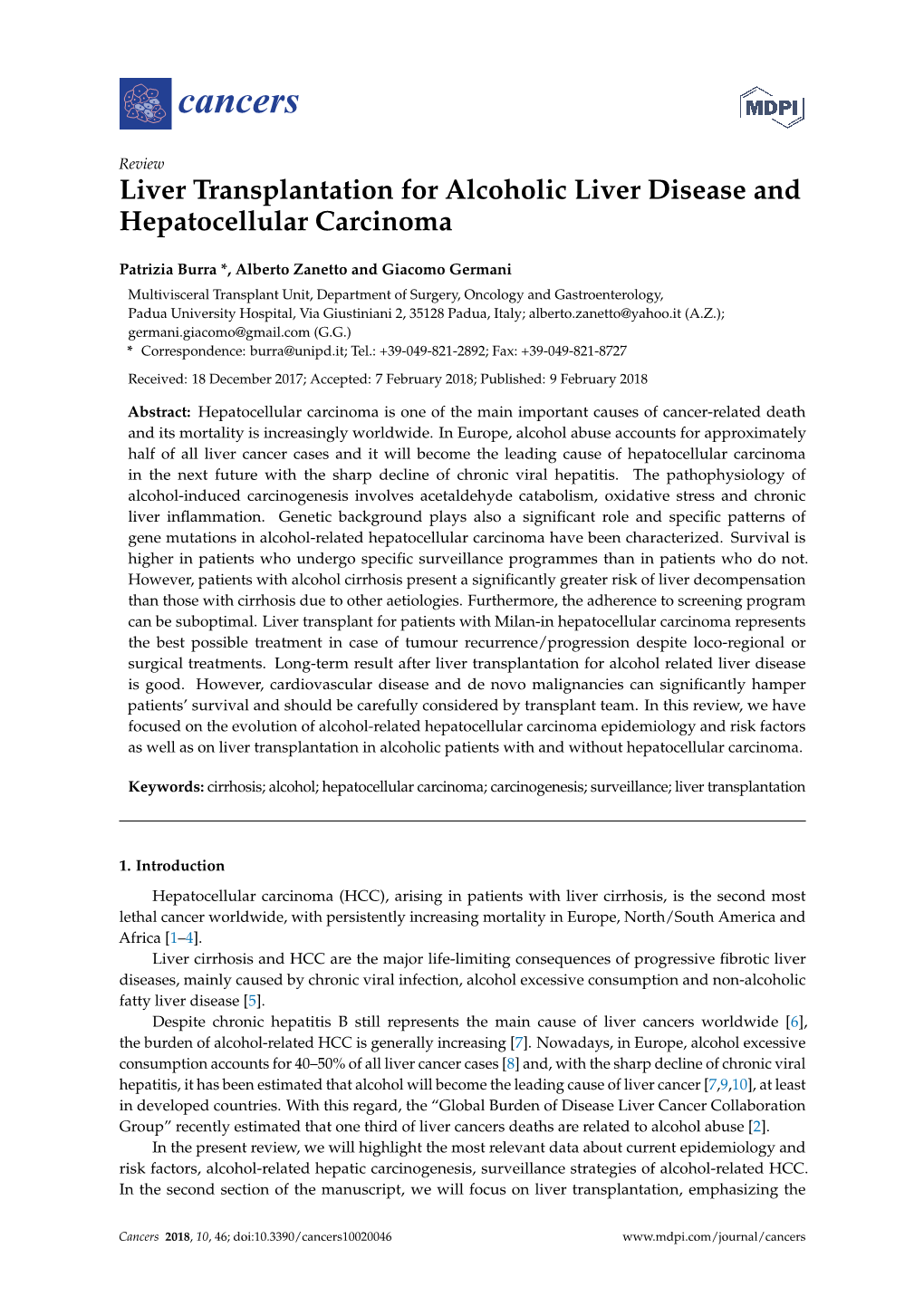 Liver Transplantation for Alcoholic Liver Disease and Hepatocellular Carcinoma