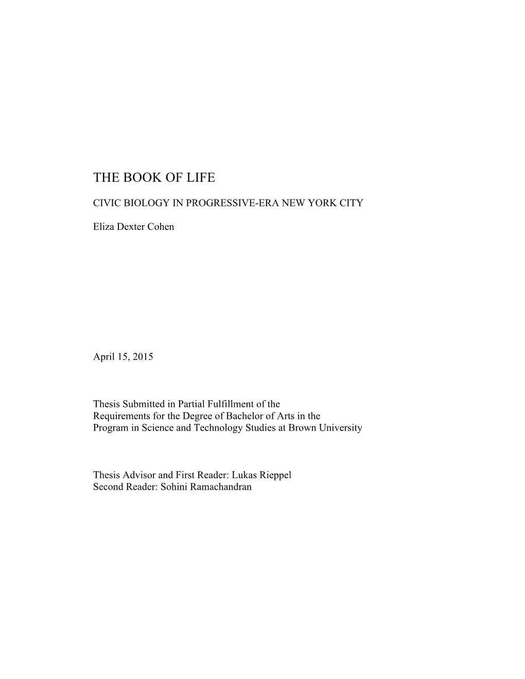 The Book of Life: Civic Biology in Progressive-Era