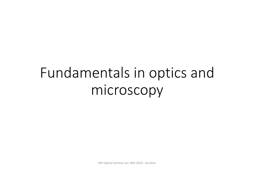 Seminar Series About Optics and Microscopy