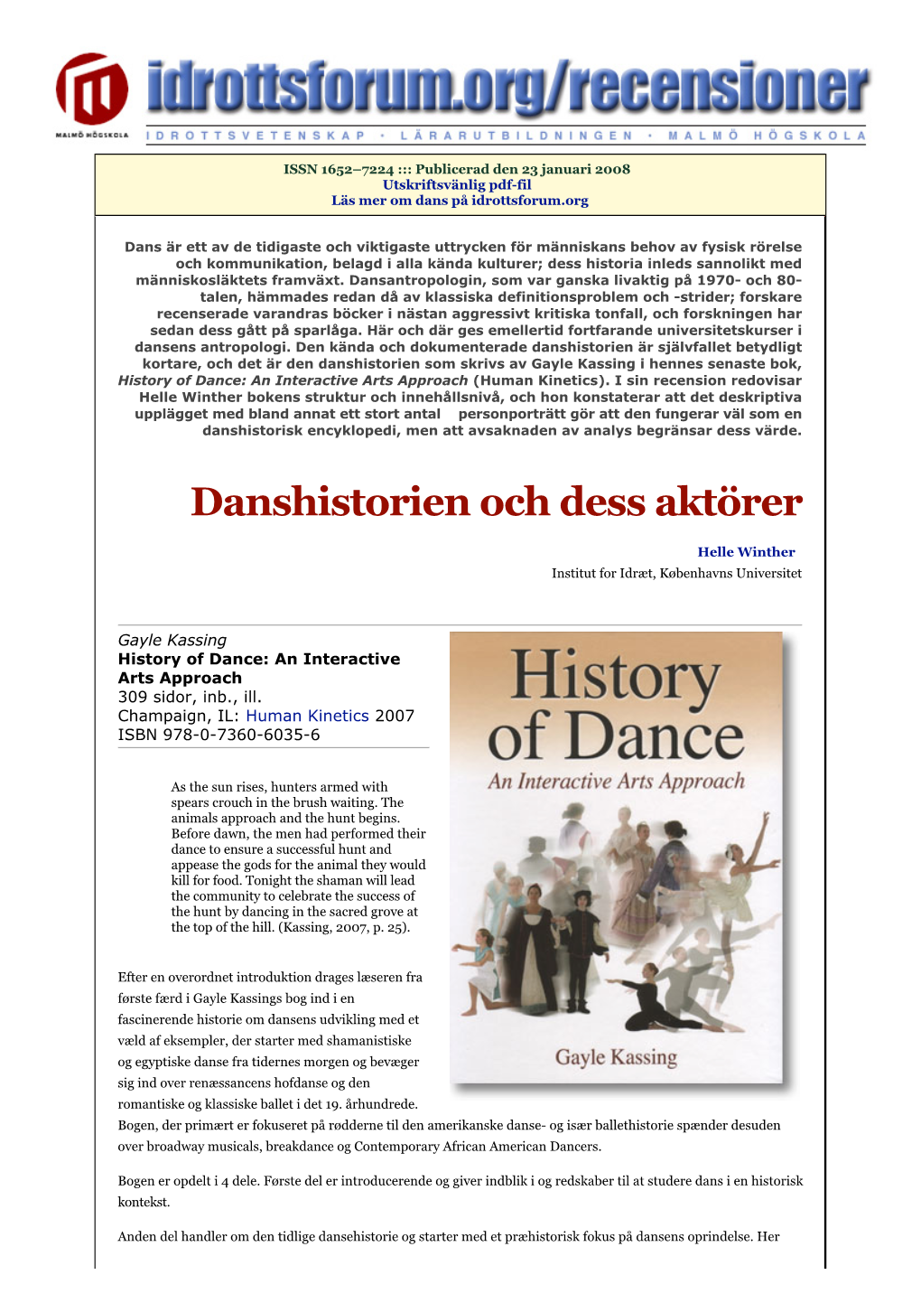 Recension | History of Dance: an Interactive Arts