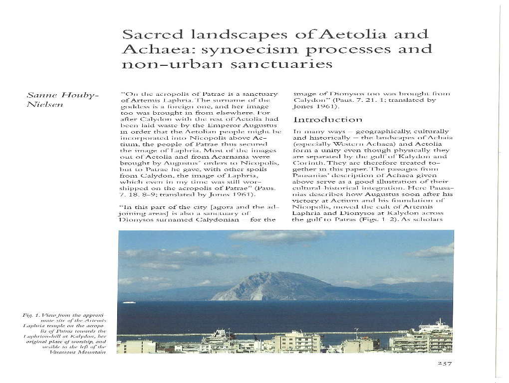 Synoecism Processes and Non-Urban Sanctuaries