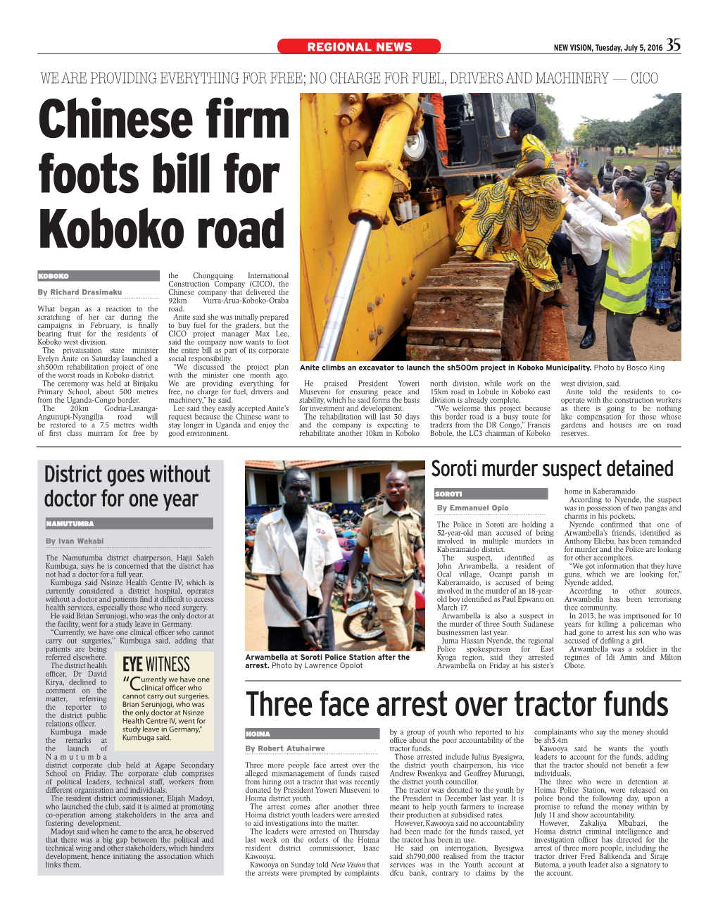 Chinese Firm Foots Bill for Koboko Road