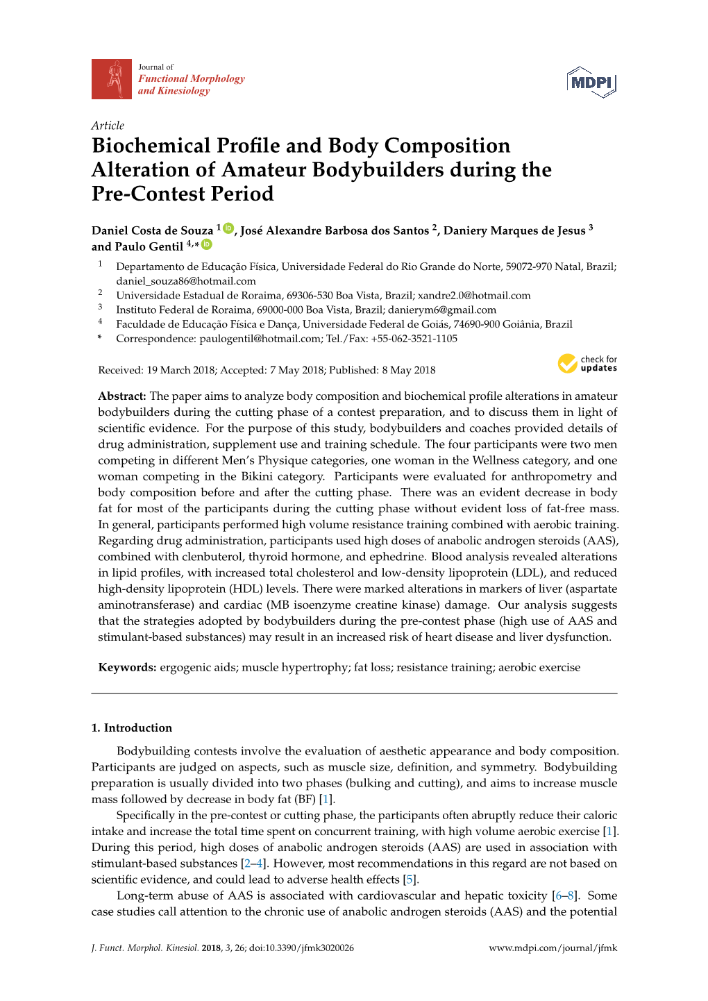 Biochemical Profile and Body Composition Alteration of Amateur