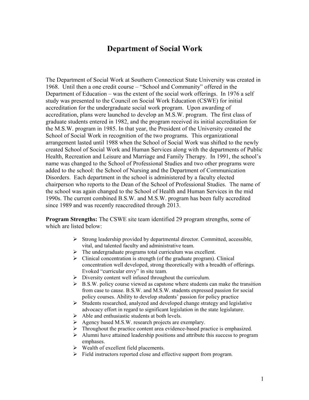 Description Of Social Work Program For SPAR