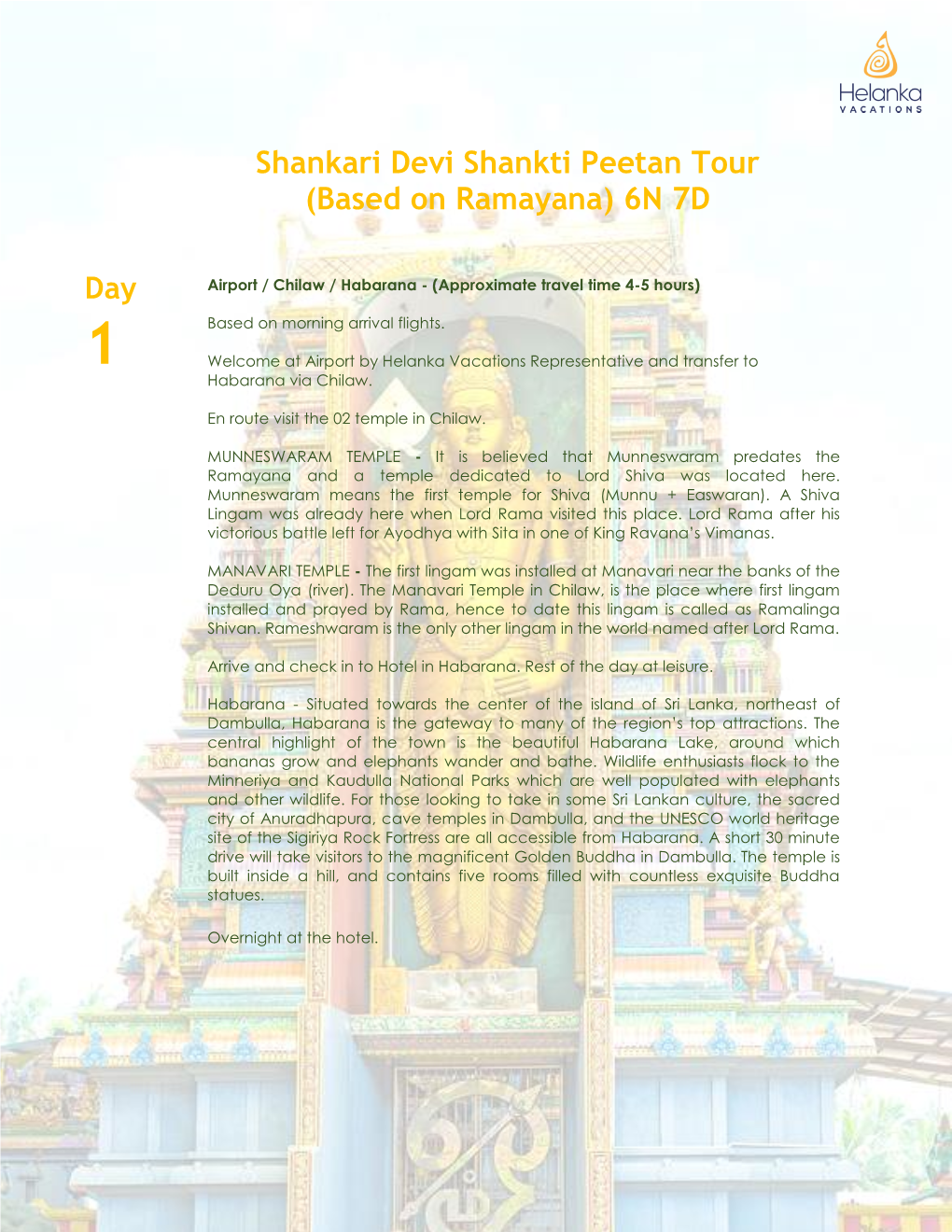 Shankari Devi Shankti Peetan Tour (Based on Ramayana) 6N 7D