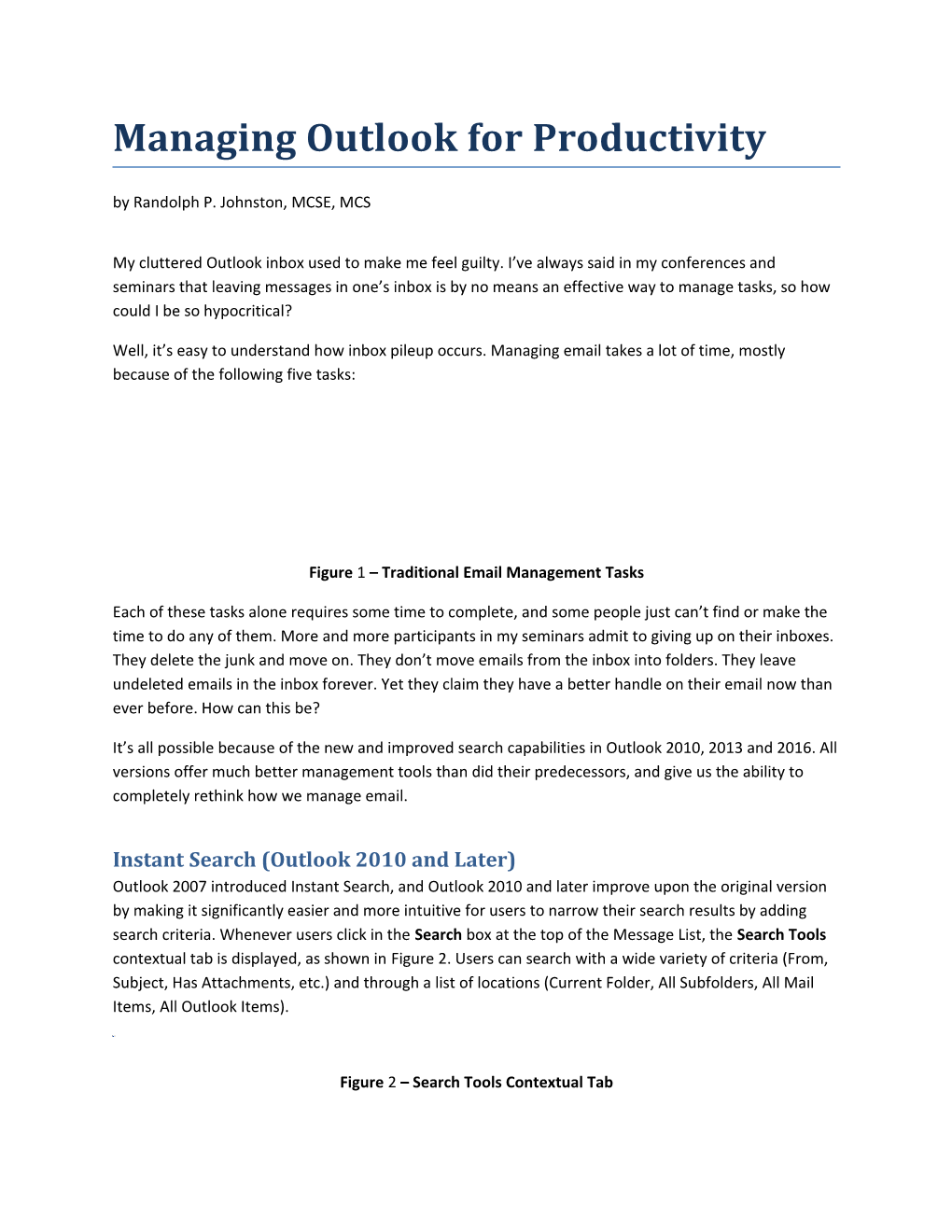 Managing Outlook for Productivity