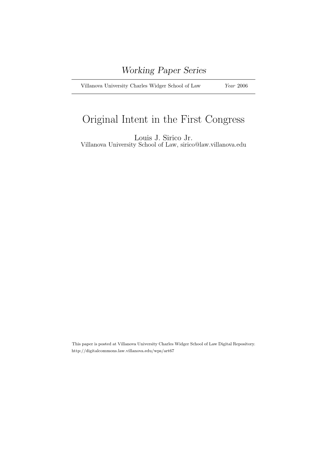 Original Intent in the First Congress