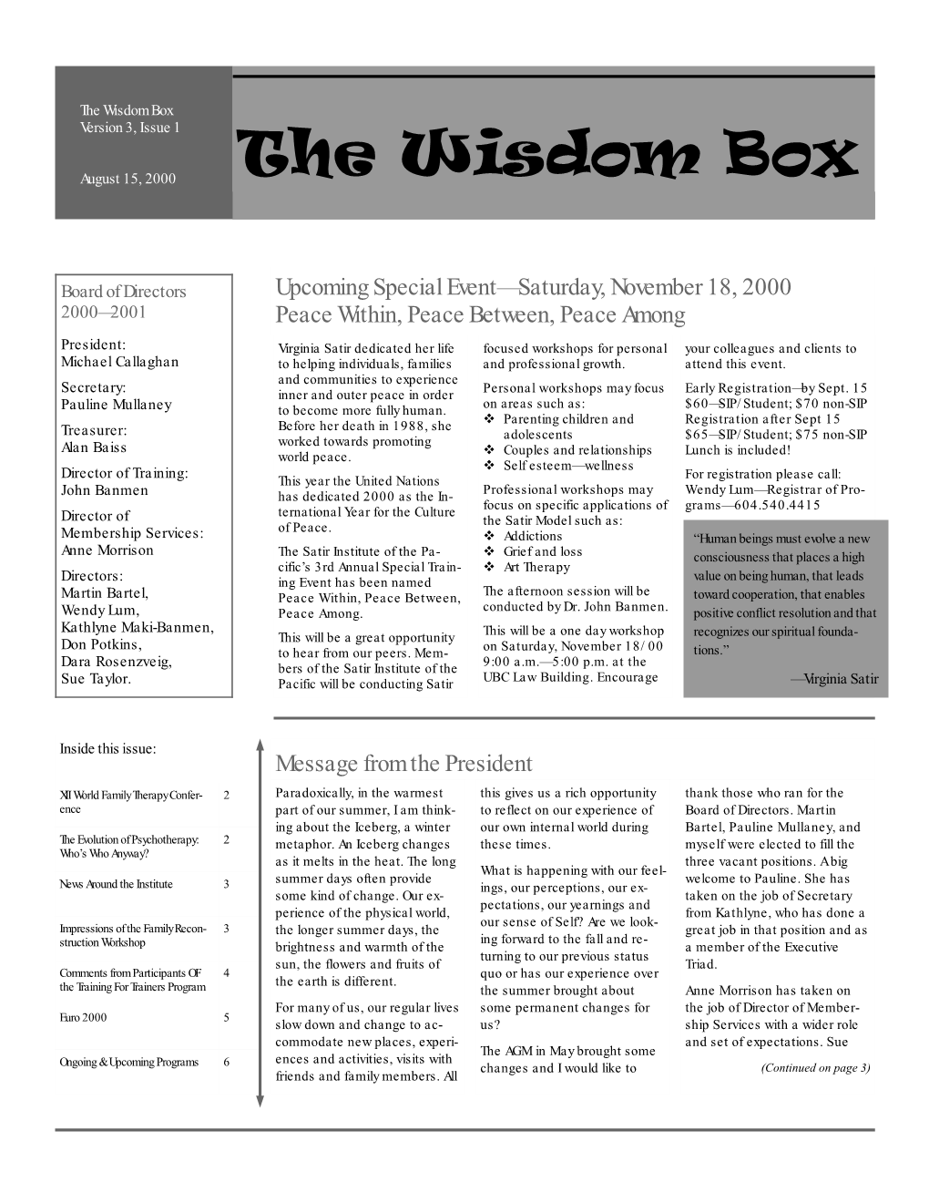 The Wisdom Box Version 3, Issue 1