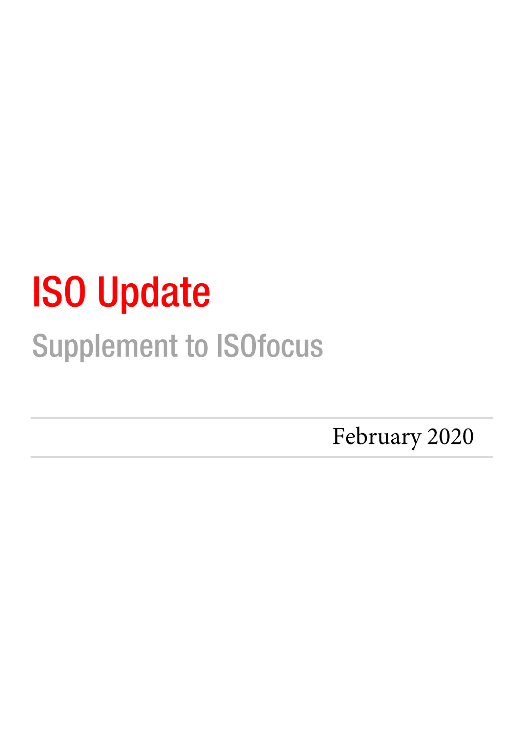 ISO Update Supplement to Isofocus