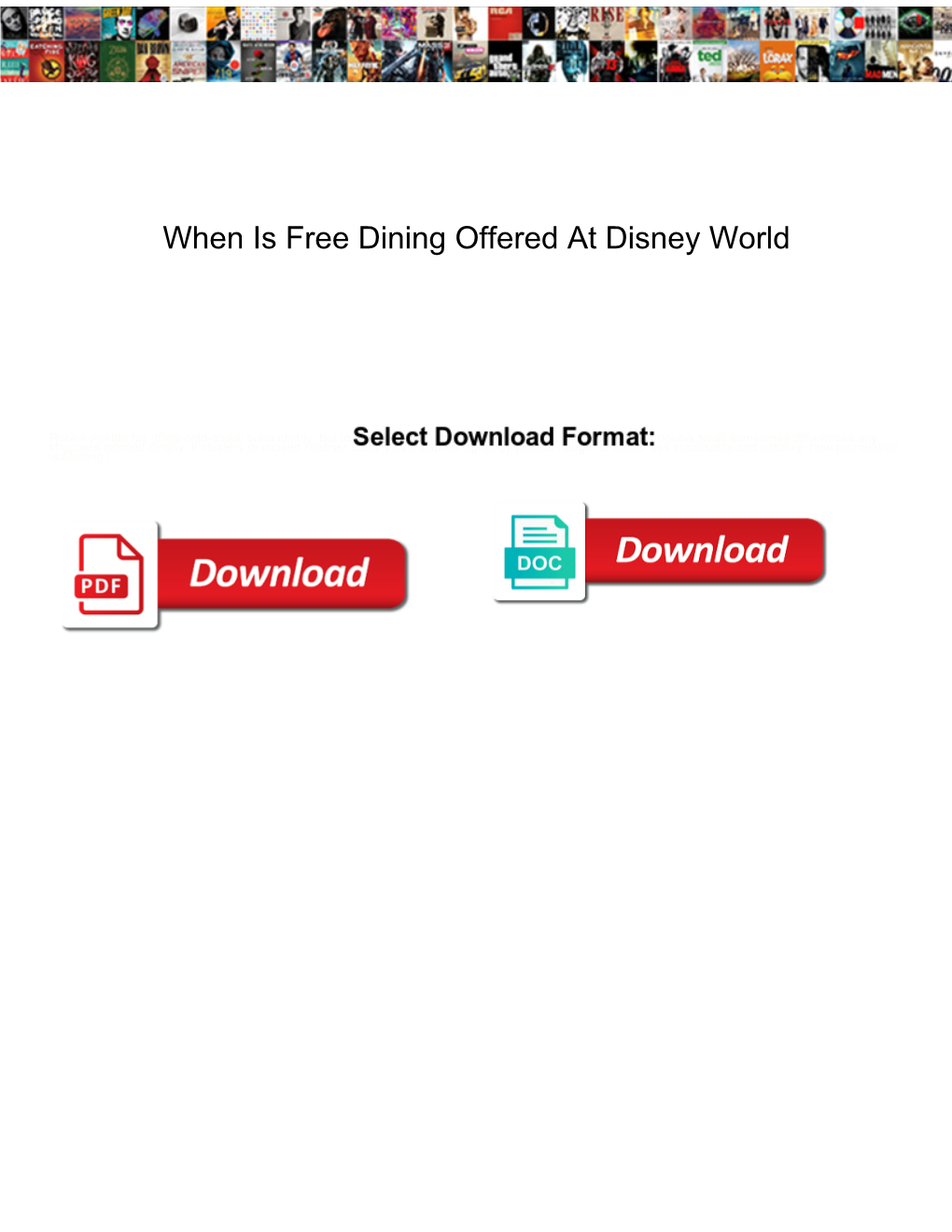 When Is Free Dining Offered at Disney World