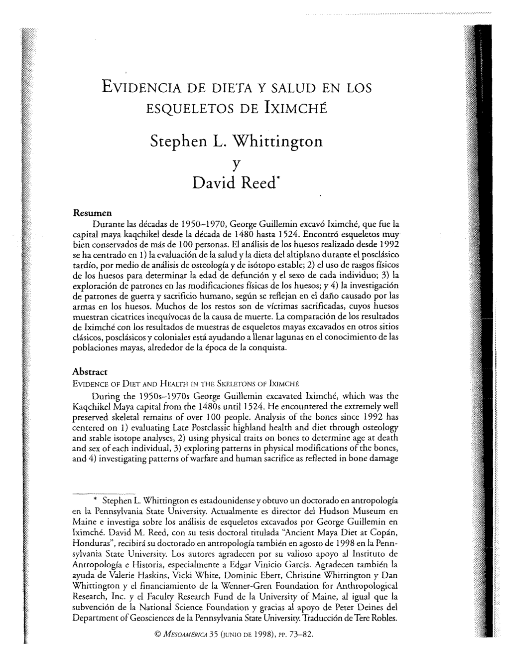 EVIDENCIADE DIETA Y SALUD EN LOS ESQUELETOS DE IXIMCHÉ Stephen L